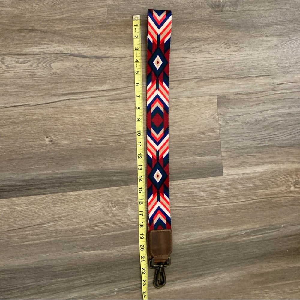 Geometric Patterned Purse Strap With Leather Acce… - image 3